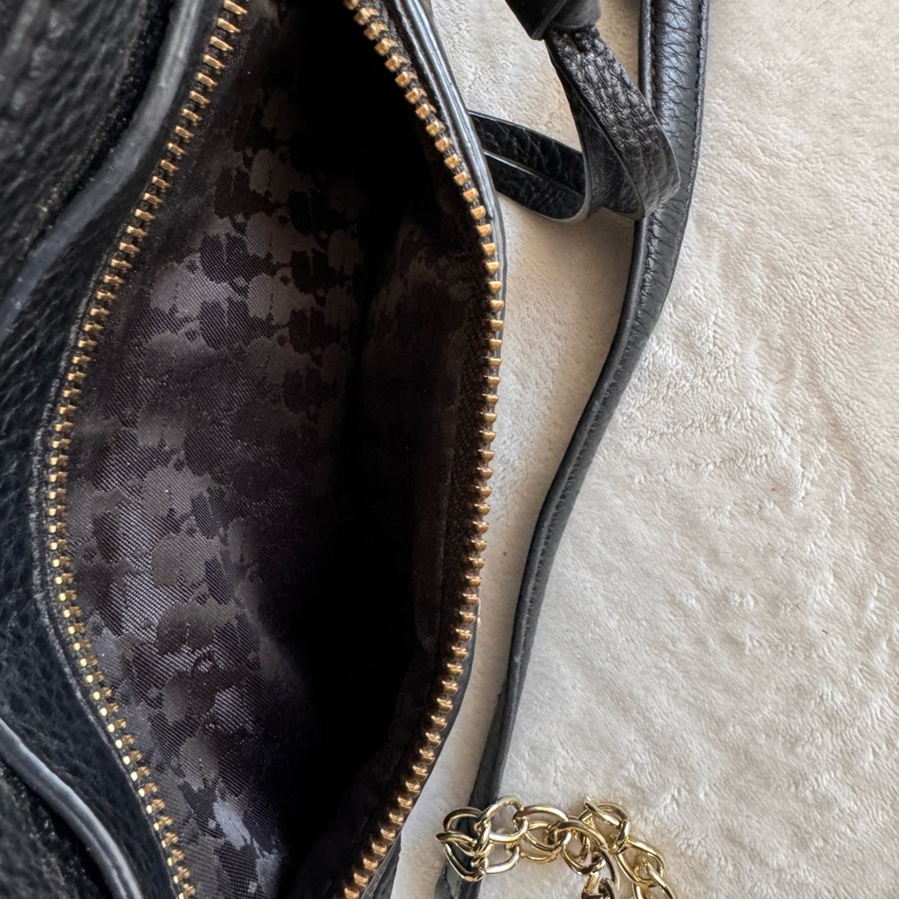 KARL LAGERFELD Black Leather Gold Chain Shoulder Bag Crossbody - Picture 6 of 9
